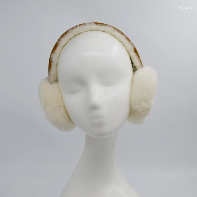 Berets lã orelha mais quente inverno pele de carneiro muffs para mulheres homens macio quente sólido earflap ao ar livre proteção fria earmuffs capa