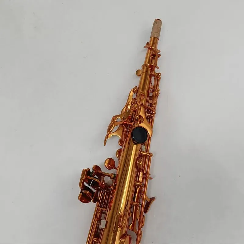 Made in France Brass Straight Soprano Sax Saxophone Bb B Flat Woodwind Instrument Natural Shell Key Carve Pattern 00