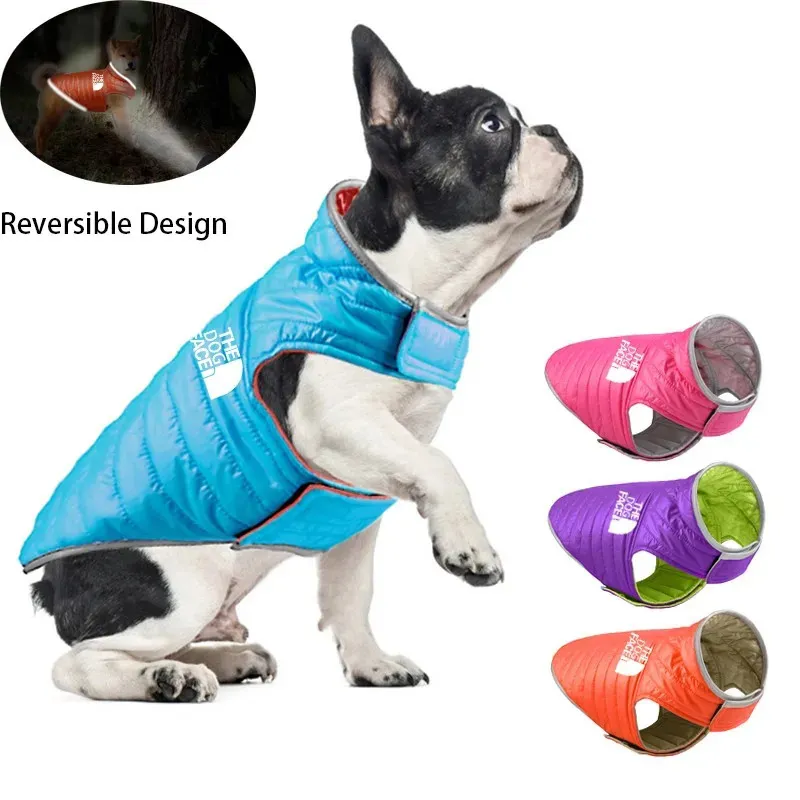 Vêtements de chien hiver chien léger doudoune double face chaud imperméable chiens de compagnie vêtements réfléchissants pour chiot Ropa Perro chiens manteaux Perro Pug 231024