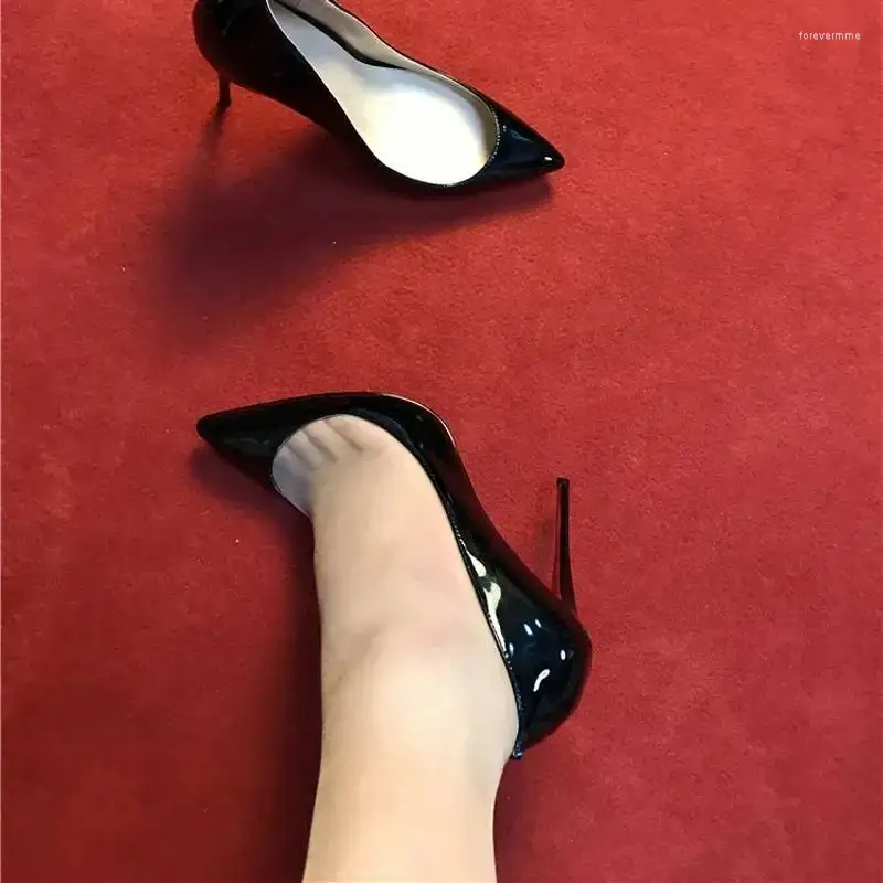 Elbise ayakkabıları süper açık bölünme seksi stiletto sivri uçlu ayak 8cm 10cm yüksek topuklular bahar yaz el yapımı rahat kadın pompalar qkou017