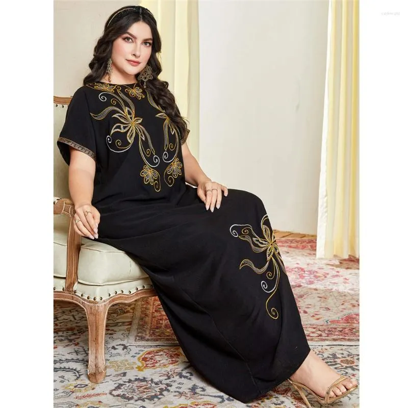 Vêtements ethniques Maroc Eid Party Caftan Perles Broderie Pour Femmes Musulmanes Élégantes Été Abaya Lâche Maxi Robe Turquie Robe Arabe Jalabiya