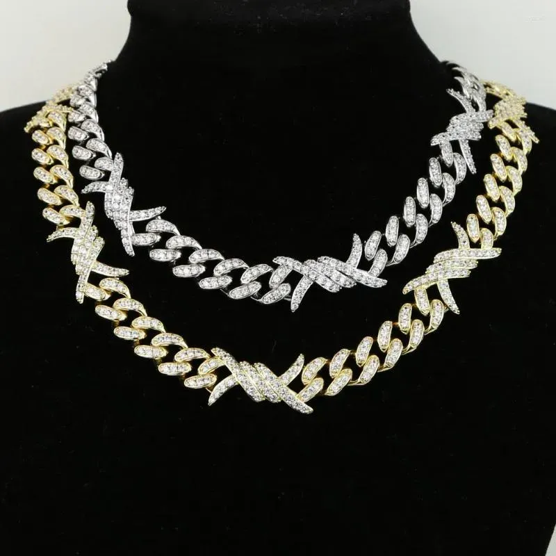 Choker 23ss Nowy drut kolczasty Cuban Link Naszyjnik dla mężczyzn Micro Pave 5a CZ lodowy Bling Hip Hop Boy Biżuteria