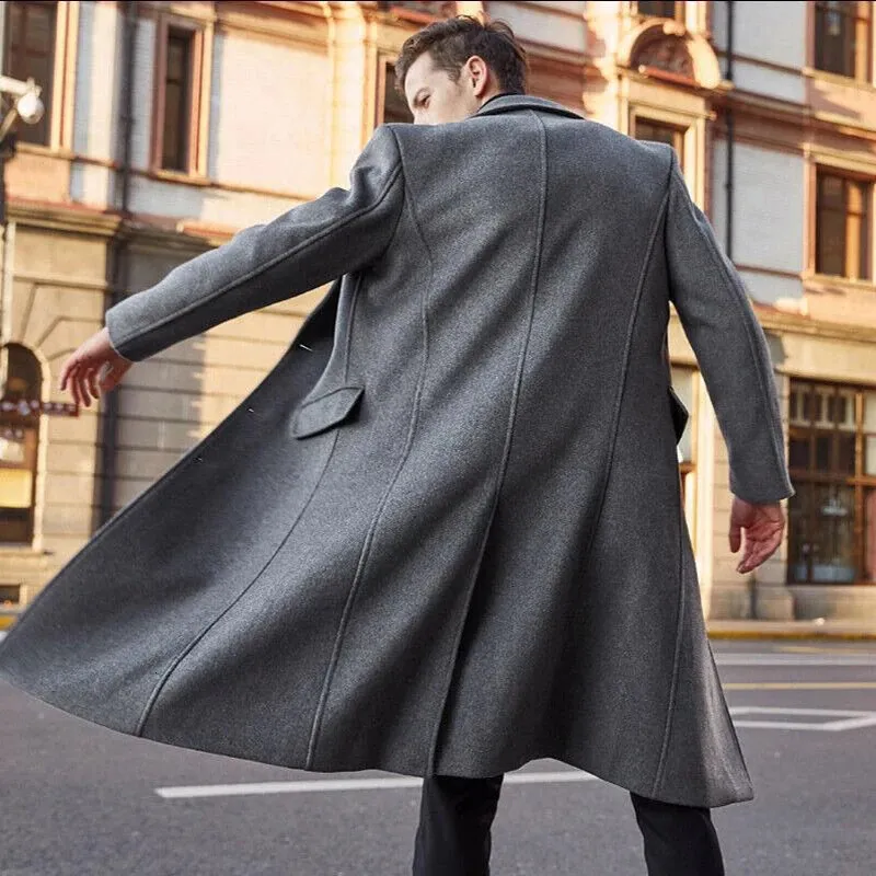 Mens Long Lapel Wool Trench Coat Men Single Breasted Wool Overcoat With Cardigan Outwear And Formal Style 231023 From Bei02 33.84 DHgate.Com