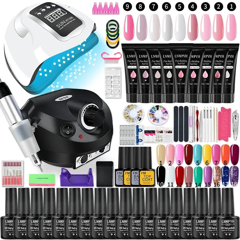 Ensemble de vernis à ongles liquides en poudre acrylique avec sèche-lampe à LED UV vernis semi-permanent Kit d'outils d'art professionnel manucure 231023