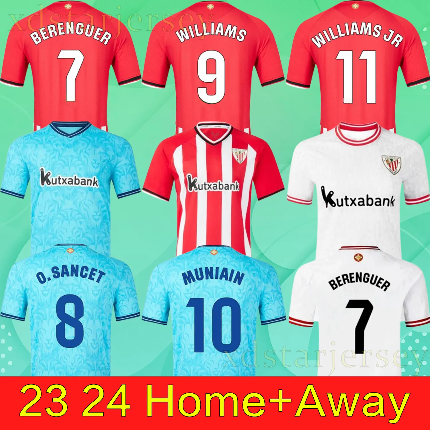 23 24 Maglie da calcio del club Bilbao Athletic Williams Jr Aduriz Guruzeta Muniain Williams O. Sanchet Paredes Berenguer Herrera ANDER 2023 2024 Shirt da calcio e camicia da calcio