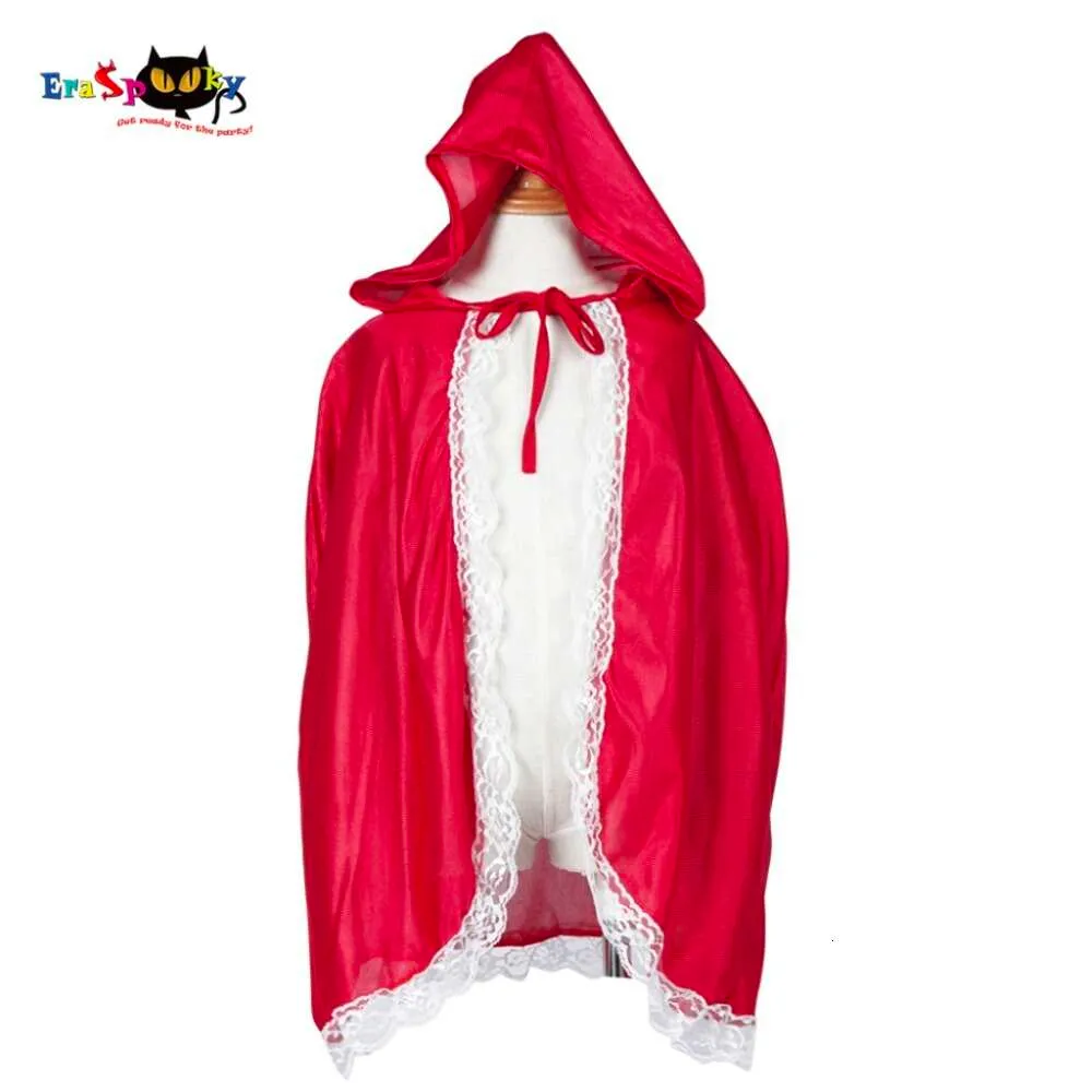 Cosplay Little Riding Hood Costume Girls Red Cap Cloak Barn Anime Cosplay Cape Clothing For Kids With Lace Carnival Halloweencosplay