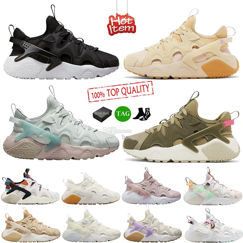 Huarache hantverk av högsta kvalitet män kvinnor löparskor sneaker trippel svart topp vit kokosnöt mjölk ljus silver sanddrag mån grå herr tränare sport sneakers