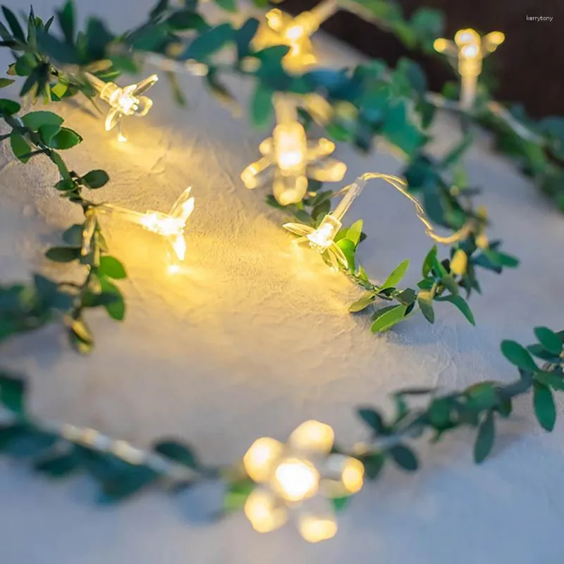 Cordas 2/3/4m Luzes de corda de flor de cerejeira de Natal alimentadas por bateria para festa de quarto luz decorativa guirlanda folhas de fadas