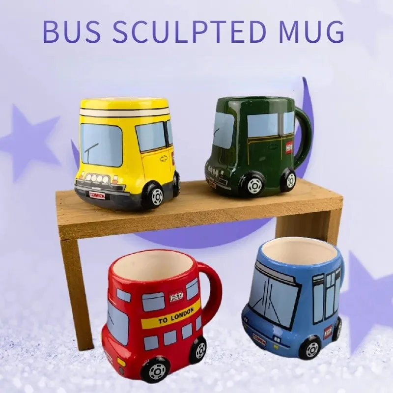 Mokken creatieve busauto mok keramisch uk taxivormig waterbeker Melkthee Home Bureau School Drinkware Novetly Gifts 231023