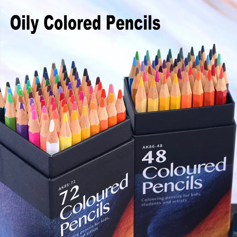 Stylos de peinture professionnels 121824364872 couleurs crayons de couleur huileux hexagone manche en bois ensemble artiste peinture dessin croquis Art Design 231023