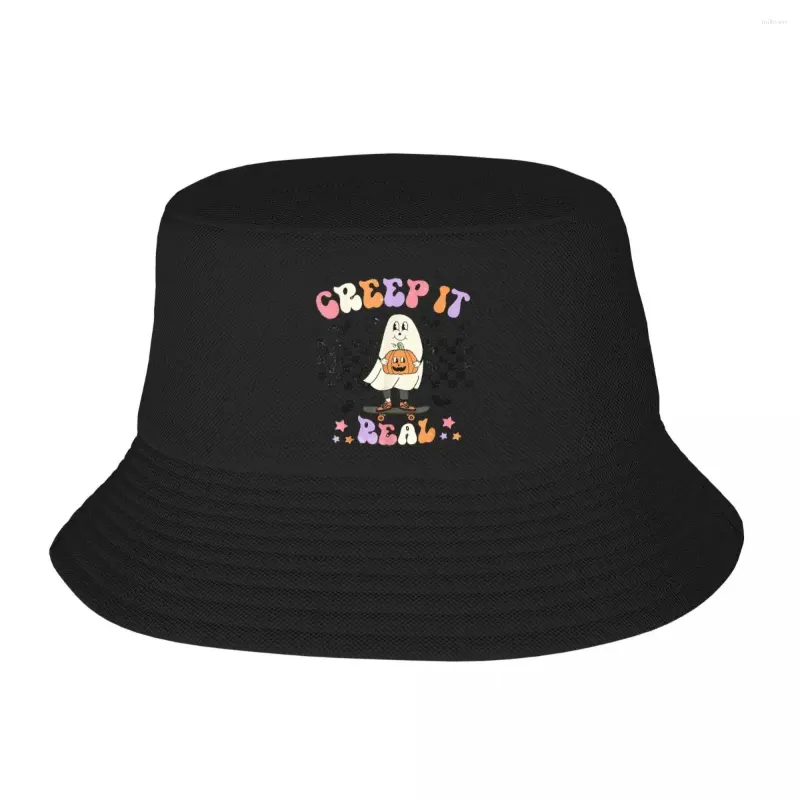 베레트 유니티스 버킷 모자 귀여운 유령 여행 헤드웨어 접이식 하이킹 어부 할로윈 파나마 모자 생일 선물 아이디어