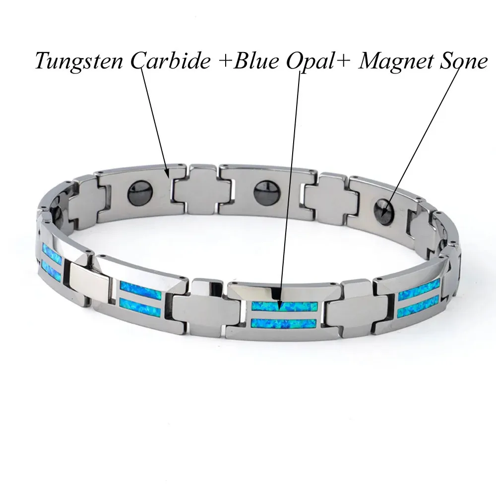 Luxury Blue Opal Mens Nomination Bracelet Charms For Men Tungsten