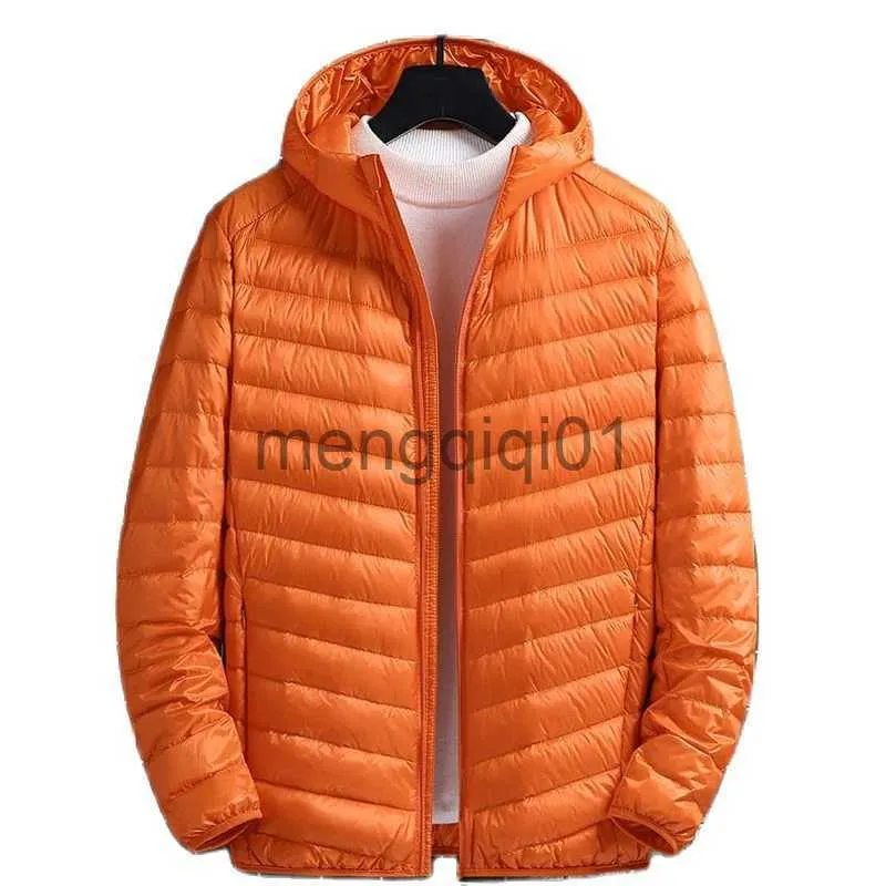 Men's Down Parkas Oversized thin and light hooded men's down jacket large size coat man puffer plus size winter jacket men 12XL 11XL 13XL 14XL J231024