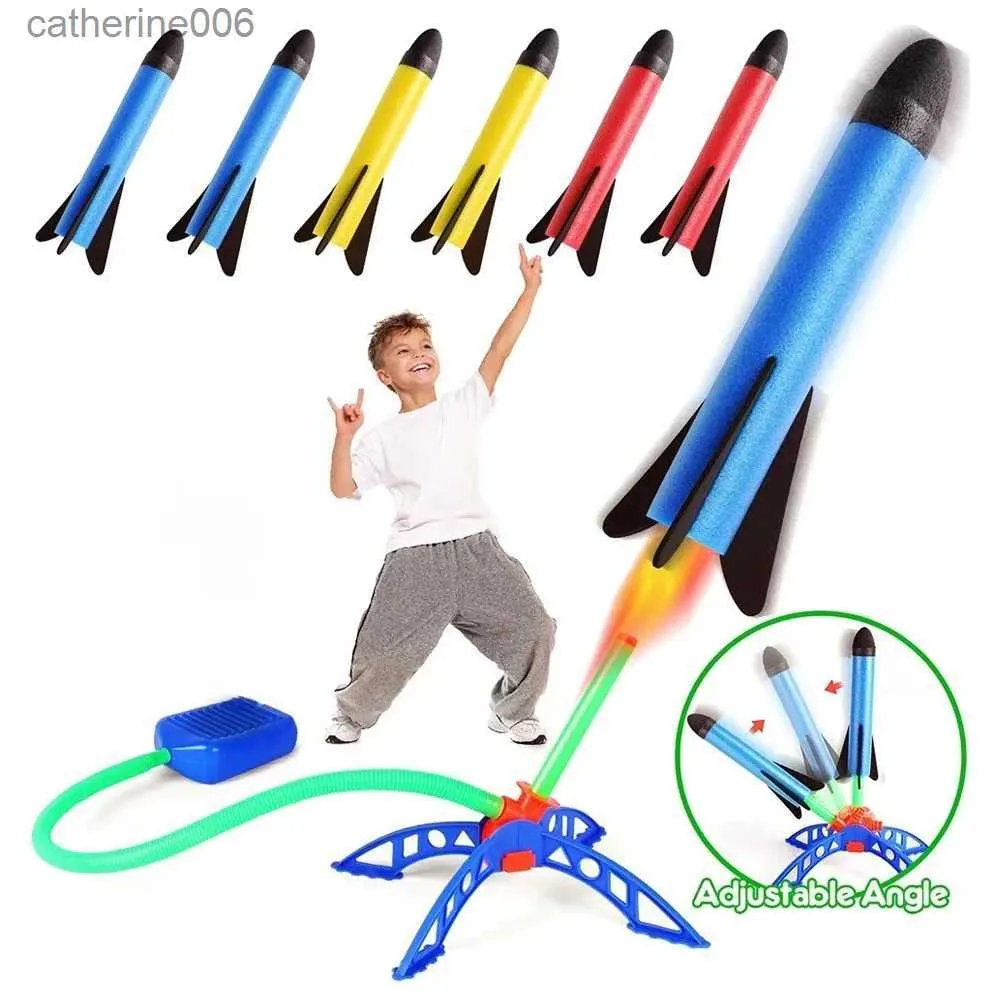 Other Toys Air Rocket Foot Pump Launcher Toy For Outdoor Children Foot Flashing Stomp Soaring Flying Foam Jump Pressed Interactive Game ToyL231024