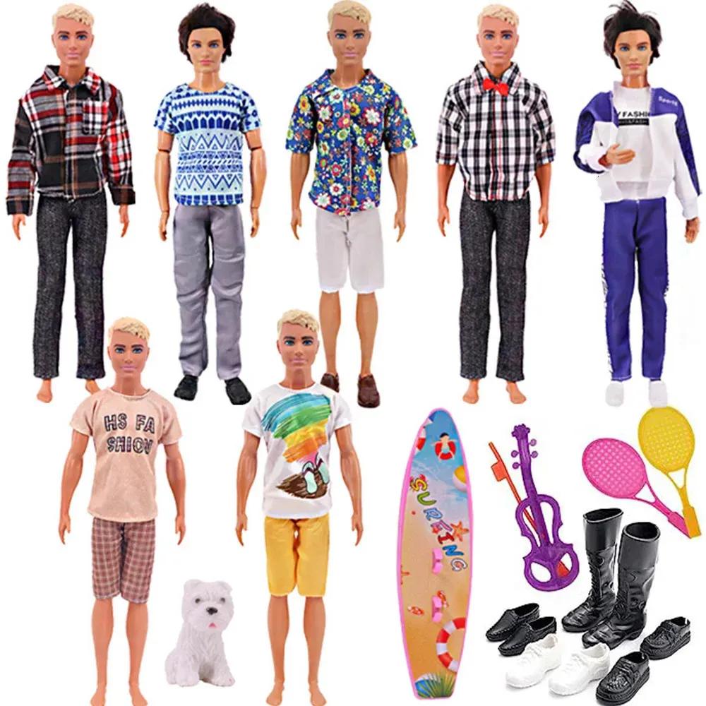 人形16pcs ken suit8 pcs withes4shoes1 surfboard1pcs badminton rackets1 violin1 Dog forアクセサリー服231024