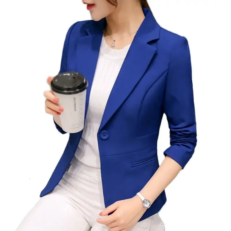 Women's Suits Blazers Black Women Blazer Formal Jaqueta Lady Office Work Suit Pockets Jacket Coat Slim Blue Ms Overcoat Femme Outerwear White Red231023