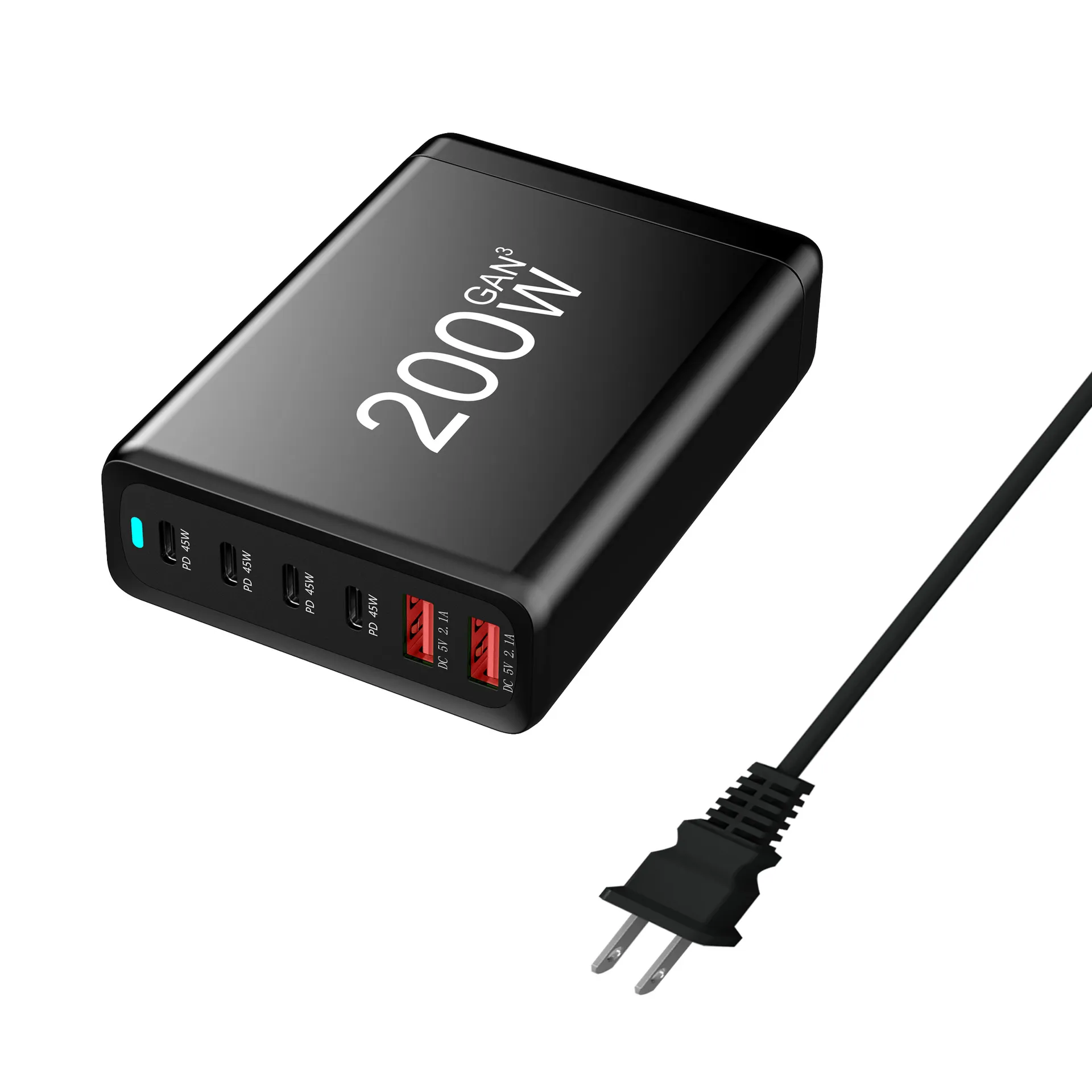 200w 120w gan multi carregador usb 6 portas estação de carregamento de carga rápida doca eua ue reino unido para telefone xiaomi samsung