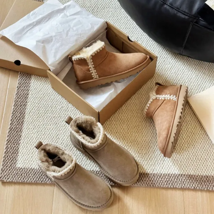 Designer Australië Merk Designer Laarzen Luxe Winter Platte Schoenen Schapenvacht Shearling Platform Bont Slippers Klassieke Heren Australische Tasman Laars Maat 35-41