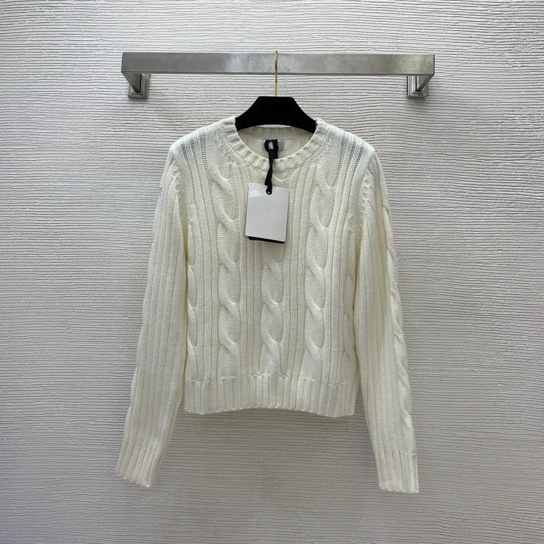 1015 2023 Herbstmarke Gleicher Stil Damenpullover Langarm Rundhalsausschnitt Weißer Pullover Mode Gestreifte Kleidung weiniG23070847