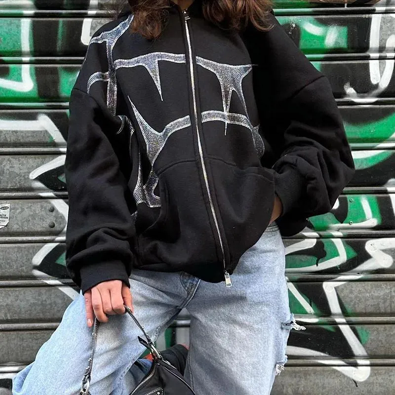 Goth Mall Full Zip Hoodies Dark Aesthetic Fall Sweatshirts for Women