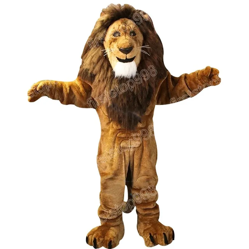 Halloween longue fourrure Lion mascotte Costume de qualité supérieure dessin animé thème personnage adultes taille fête de Noël publicité extérieure tenue costume