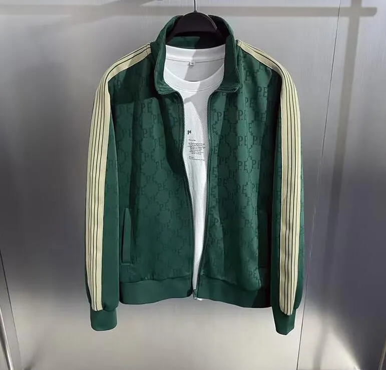 hommes pluze taille desinger vert imprimé veste hommes occasionnels épissure couleur verte veste top fermeture éclair jeunesse veste d'extérieur décontractée top hommes vêtements