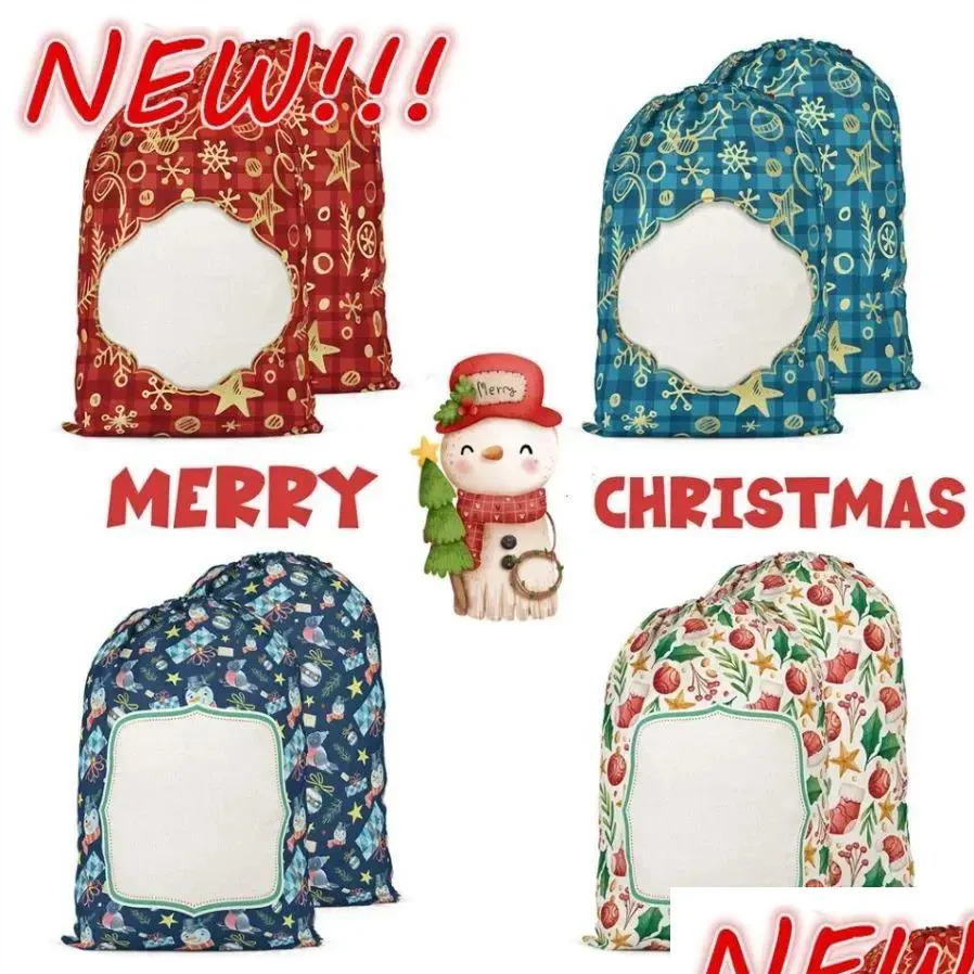 Weihnachtsdekorationen Sublimation Santa Säcke Personalisierte Buffalo Plaid Dstring Süßigkeiten Geschenke Taschen Großhandel FY5567 Drop Lieferung Hom Dhrhl