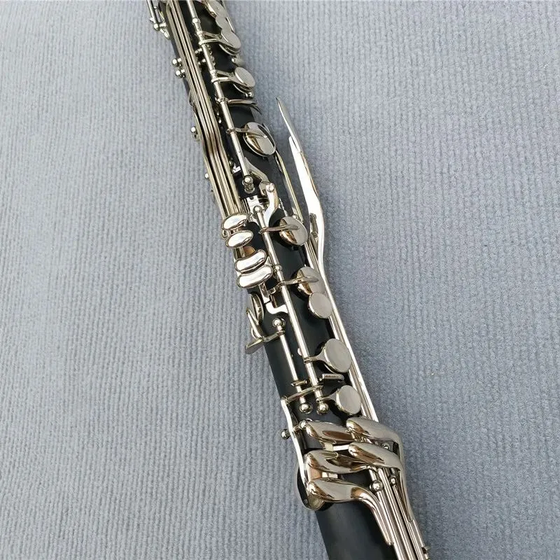 Silver Plated Keys Bass Clarinet BB Tune Clarinet High Quality Bakelite Instrument med Case Free Frakt Musikinstrument