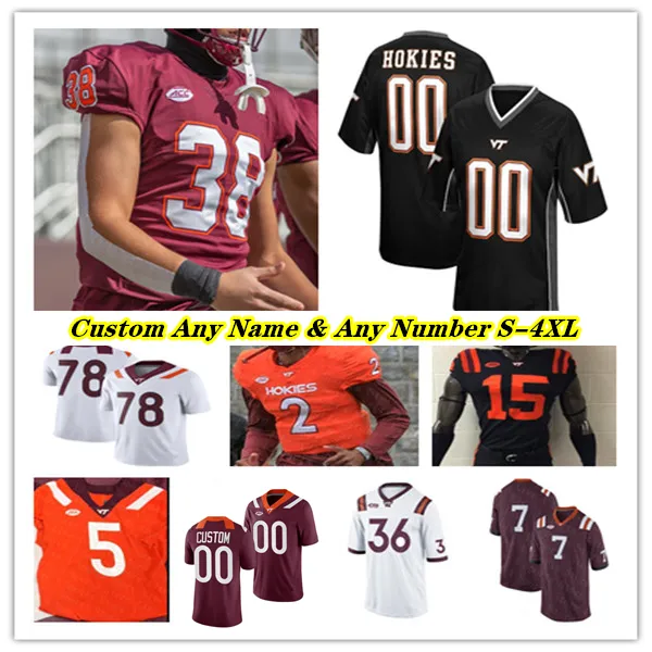 Virginia Tech Hokies College Football Jersey Kyron Drones Grant Wells Bhayshul Tuten Malachi Thomas Jaylin Lane Da'quan Felton Stephen Gosnell Michael Vick Lawson