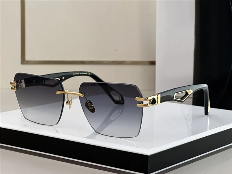 Top men fashion design square sunglasses THE WEBEN II exquisite K gold frame simple and generous style high end outdoor uv400 protection glasses