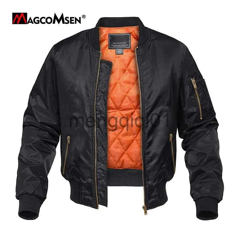 Men's Down Parkas MAGCOMSEN Men's Aviator Jackets Thick Warm Orange Lining Bomber Jackets Fall Winter Casual Windproof Coats J231024