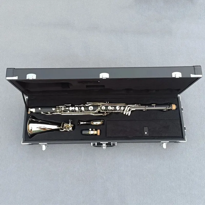 Silver Plated Keys Bass Clarinet BB Tune Clarinet High Quality Bakelite Instrument med Case Free Frakt Musikinstrument