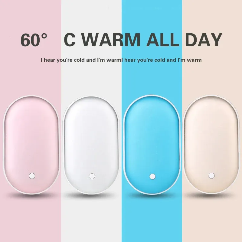 Outros Home Garden Mini Mão Aquecedor Inverno Portátil USB Recarregável Bolso Móvel Energia Doublesided Aquecimento Rápido 5000mAh 231023