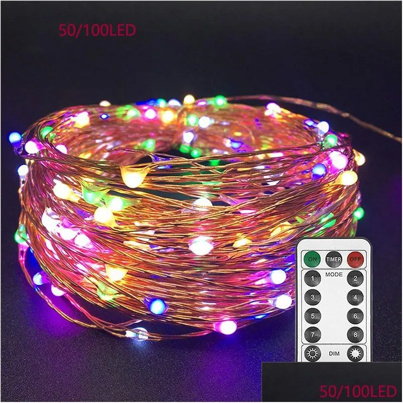 Led Strings String Lights Twnikle Fairy Waterproof 8 Modes 50Led 100 Usb Plug In Copper Wire Firefly Holiday Strip Drop Delivery Ligh Dhyv9