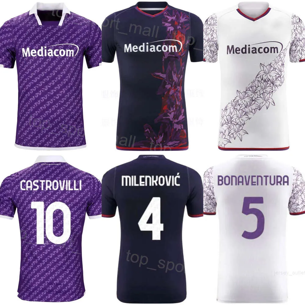 23-24 FC Club Soccer Fiorentina Jerseys 10 Gonzalez 5 Bonaventura 28 Martinez Quarta 18 Nzola 38 Mandragora Duncan Brekalo Biraghi Milenkovic Football Shirt Kits