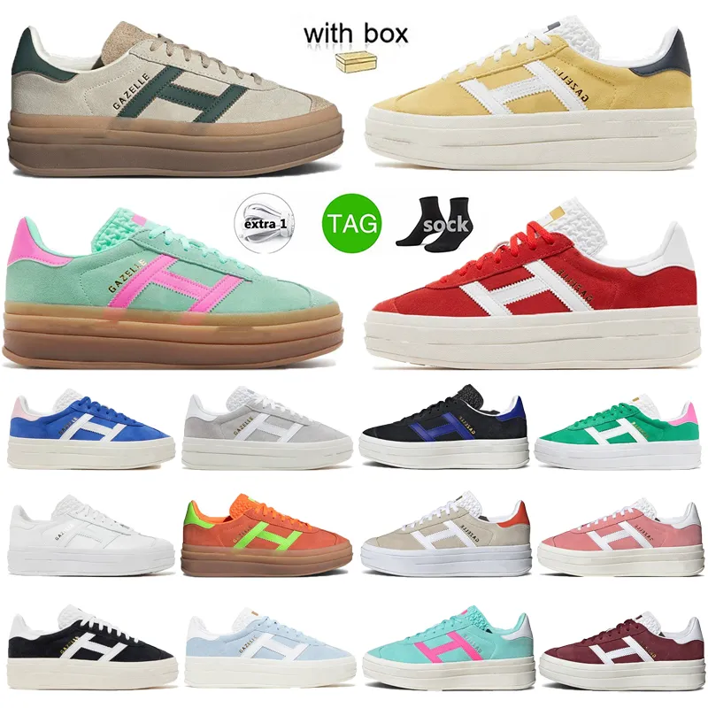 Gazelle Bold Magic Beige Collegiate Green Pulse Mint Pink Core Black White Womens Platform Gummi Gazellers Super Pop Flat Trainers