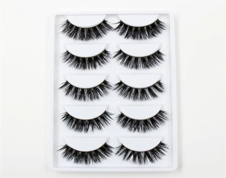 3D vison faux cils 5 paires Extension naturelle longue croix épais vison cils faits à la main K014552428