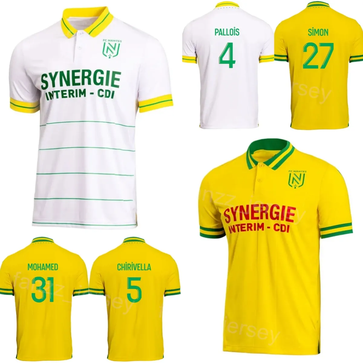 2023-24 Club Team Nantes Soccer Jersey 27 Moses Simon 16 Remy Descamps 31 Mostafa Mohamed 25 Florent Mollet 5 Pedro Chirivella Quentin Merlin Football Shirt Kits