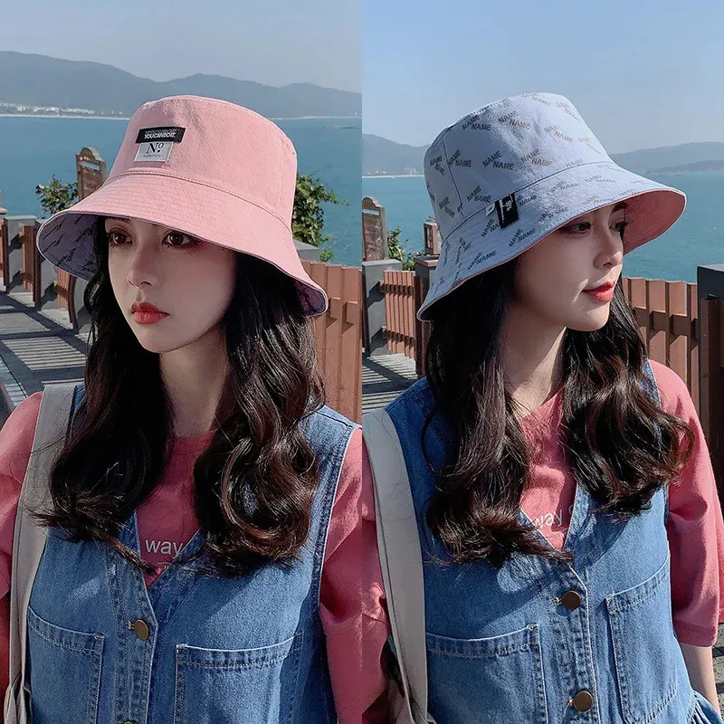 Korean Style Wide Brim Fisherman Hat For Women Trendy Summer Summer Bucket Hat  Womens With UV Protection And Double Sided Coverage 231023 From Ping05,  $8.49