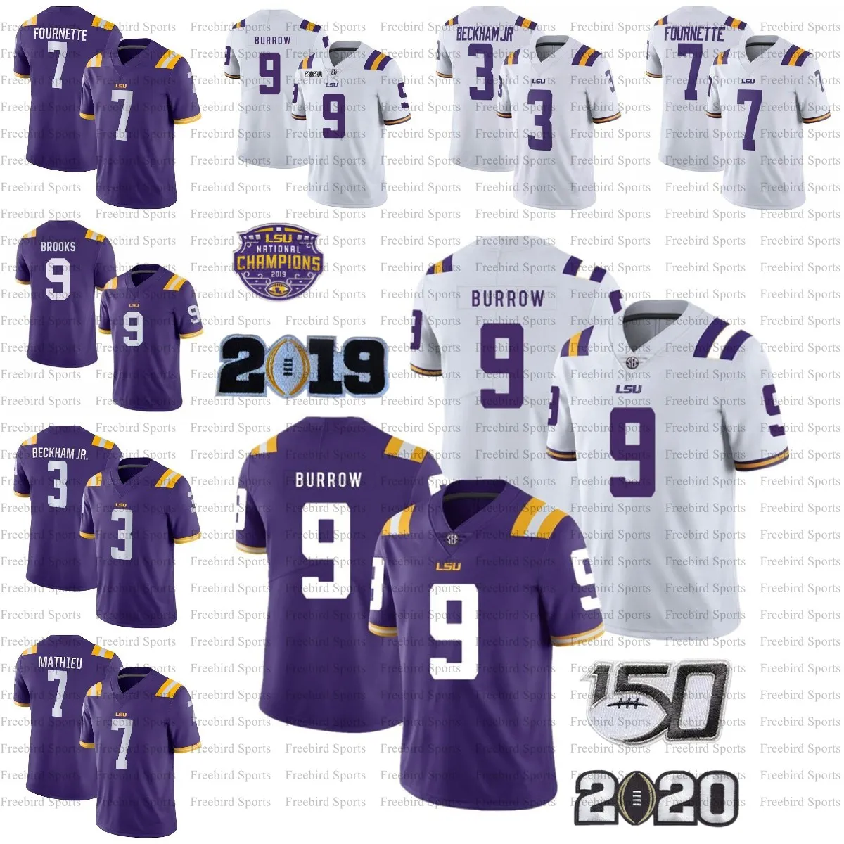 LSUフットボールジャージJoe Burrow 9 Burreaux Jersey Jamarr Chase Tyrann Mathieu