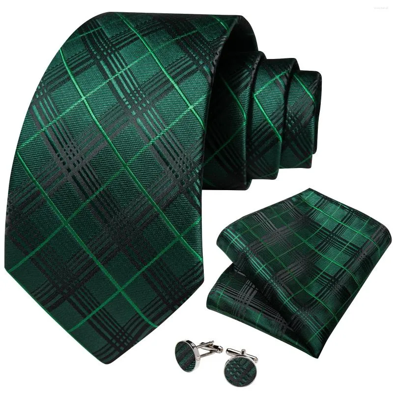 Cravates d'arc 2023 Plaid rayé vert pour hommes 8cm Accessoires de cravate de fête de mariage pour costumes d'affaires cadeau DiBanGu