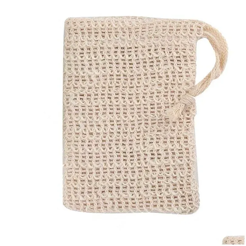 exfoliating mesh bags pouch for shower body massage scrubber natural organic ramie soap bag sisal saver loofah moisturizing bath spa foaming with drawstring