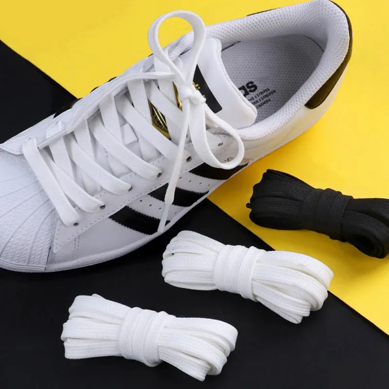 Peças de sapato acessórios 1 par cadarços planos preto branco af1 sapatos cadarços esportes casuais unissex poliéster cadarço 100120140cm 231024