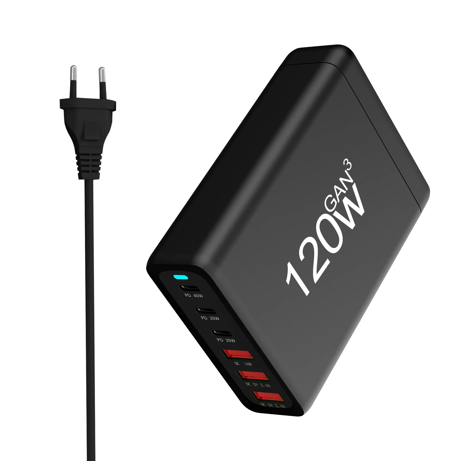 Chargeur multi-usb Gan 200w 120w, 6 Ports, charge rapide, Station d'accueil US EU UK pour téléphone Xiaomi Samsung