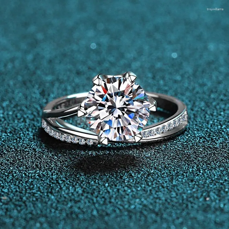 Küme halkaları 3.0 mükemmel kesim elmas testi geçti d renk iyi netlik moissanit parti yüzüğü kadın gümüş S925 düğün takılar