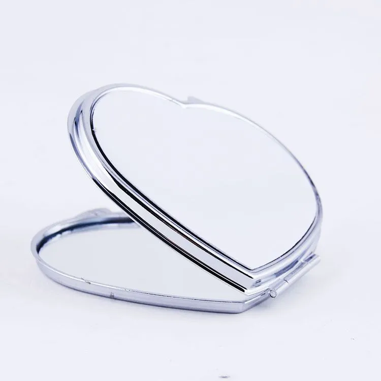 Sublimation Portable Makeup Mirror Transfer Consumable Blank with Aluminum Heart-shaped Mirror Photo Customization DIY Creative Gift A07