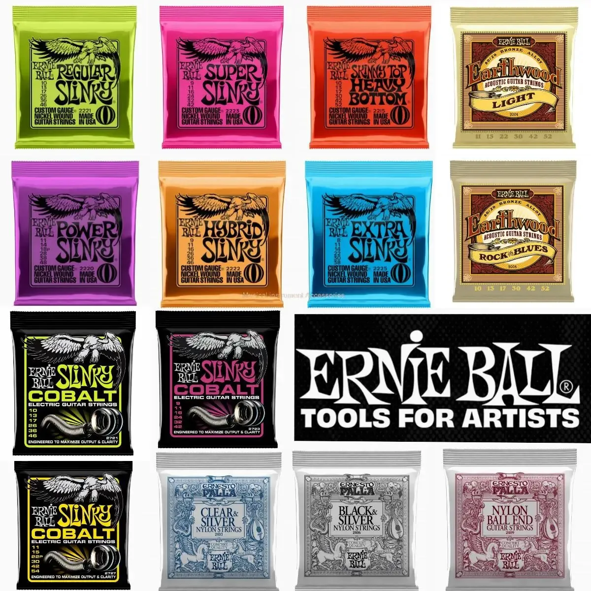 Autres joueurs d'articles de sport First Choice Ernie Ball ElectricAcousticCobalt ElectricCordes de guitare classique Divers modèles 2221 2409 2721 2008 231023