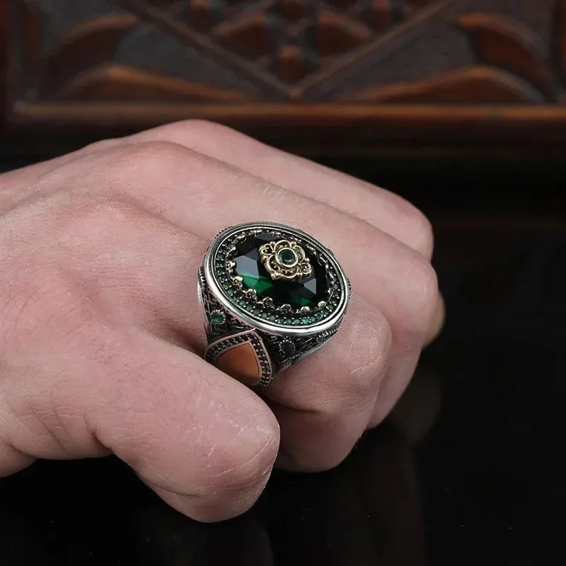Retro Handmade Turkish Signet Damascus Mens Ring For Men Retro Handmade Turkish Signet Damascus Mens Ring For Men
