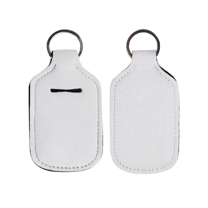 sublimation Neoprene sanitizer holder solid color can choose empty Travel Size Bottle with Keychain Holder for Soap Liquids