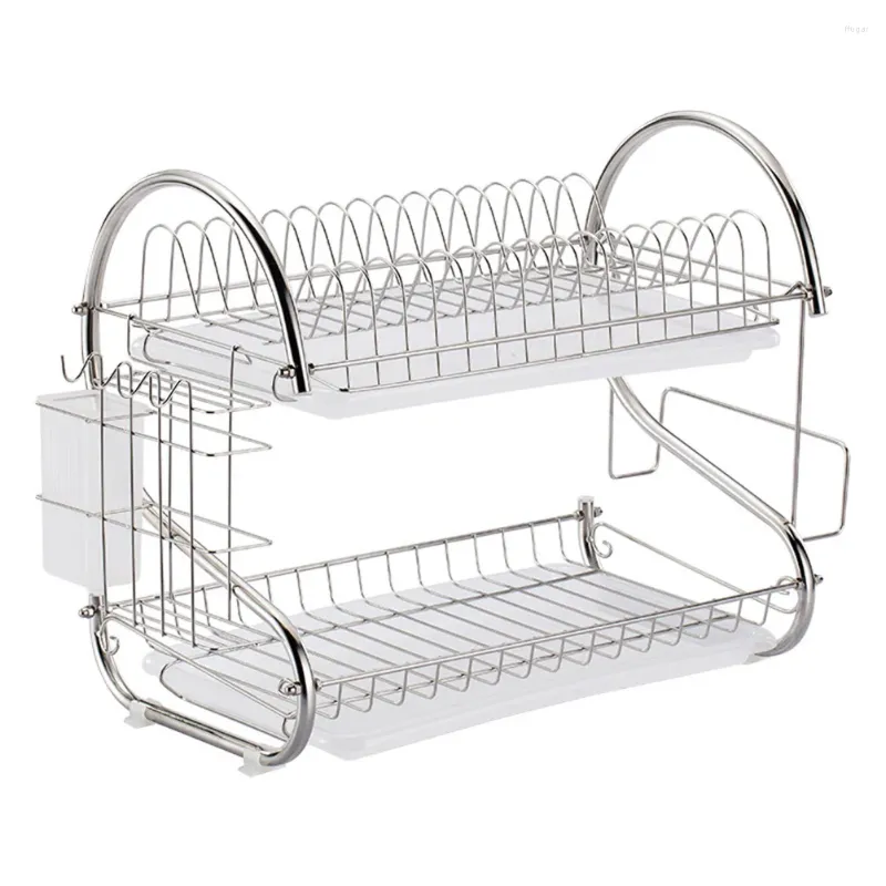 Dropship Dish Drying Rack With Drainboard Detachable 2-Tier Dish